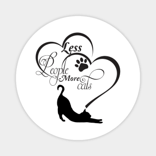 Less People More Cats Silhouette Magnet